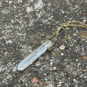 Gold Necklace with Crystal Pendant